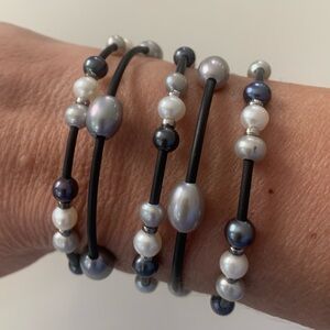 ✨Host Pick ✨ Genuine pearl sterling silver wrap bracelet 5pc set